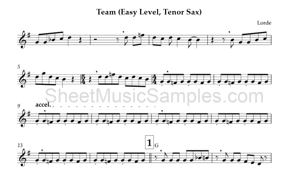 Team (Easy Level, Tenor Sax)