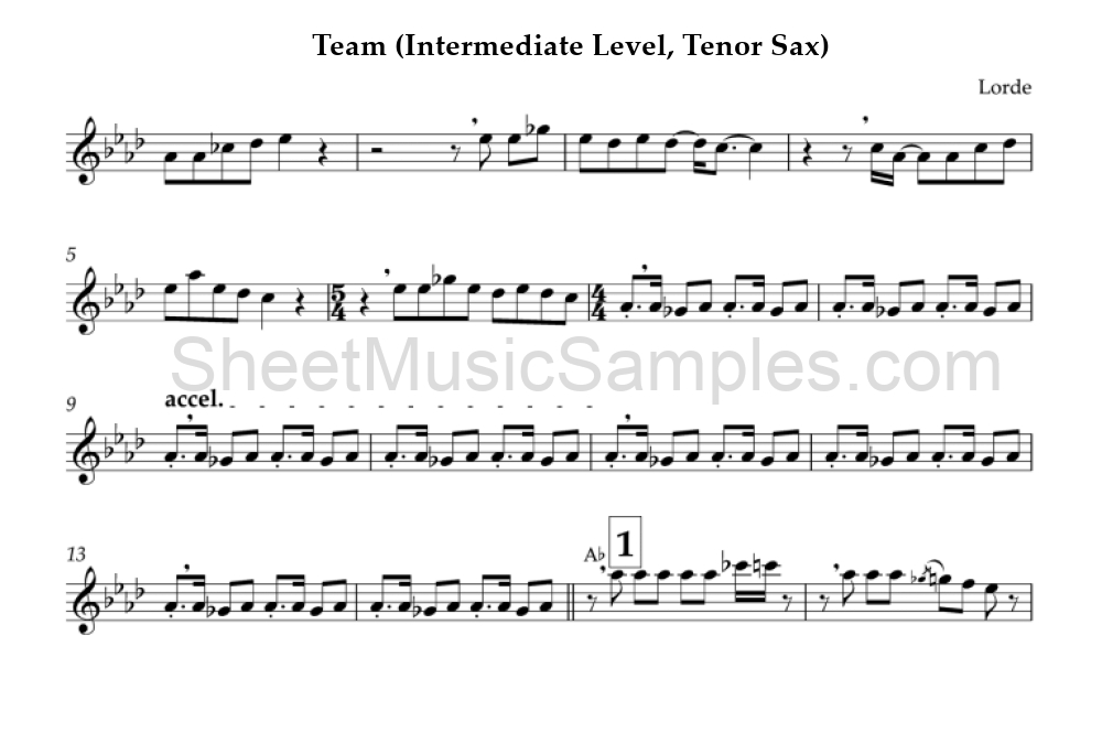 Team (Intermediate Level, Tenor Sax)