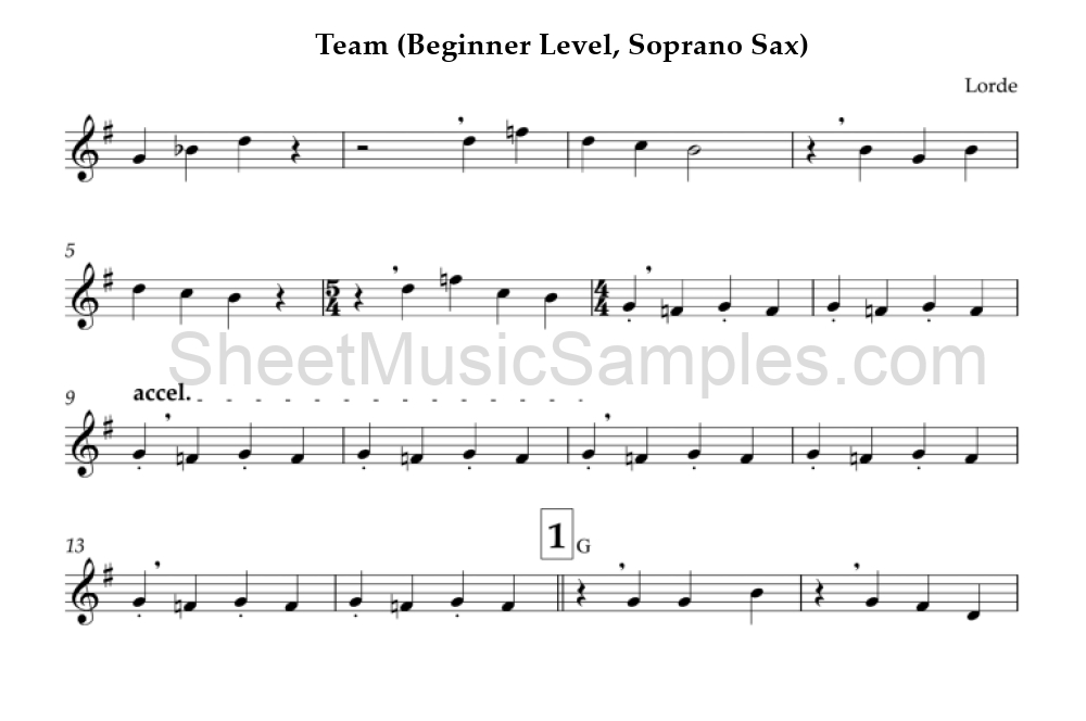 Team (Beginner Level, Soprano Sax)