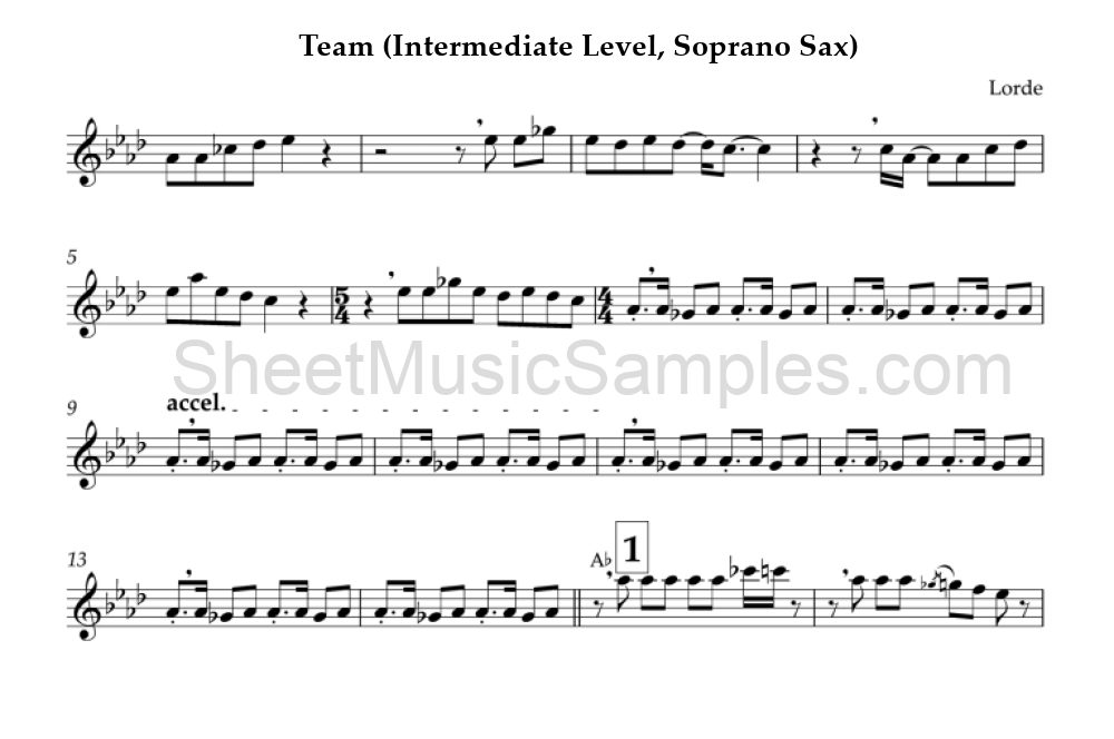 Team (Intermediate Level, Soprano Sax)