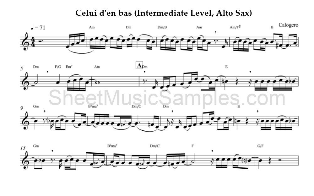 Celui d'en bas (Intermediate Level, Alto Sax)