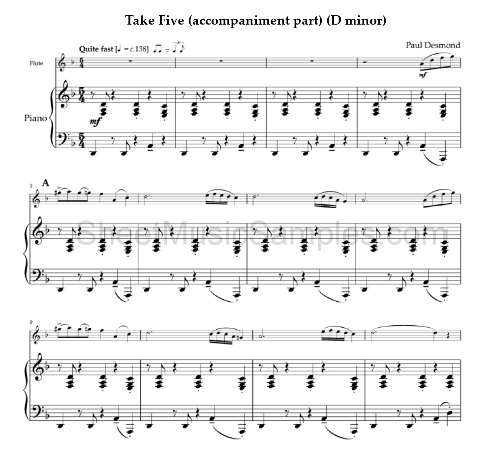 Take Five (accompaniment part) (D minor)