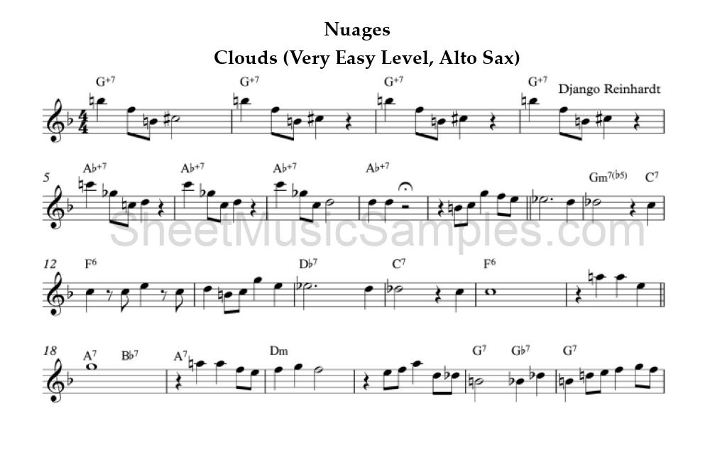 Nuages - Clouds (Very Easy Level, Alto Sax)