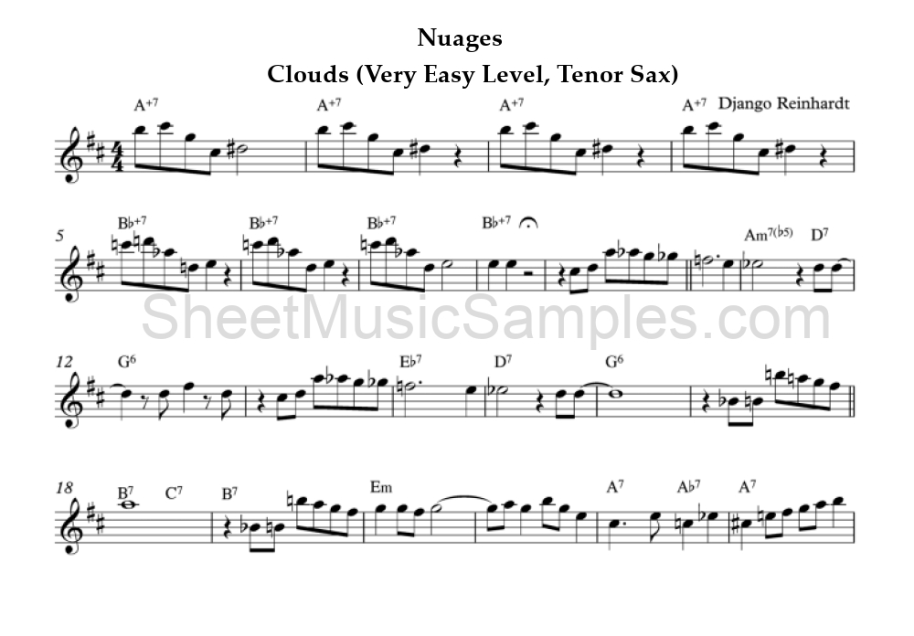 Nuages - Clouds (Very Easy Level, Tenor Sax)