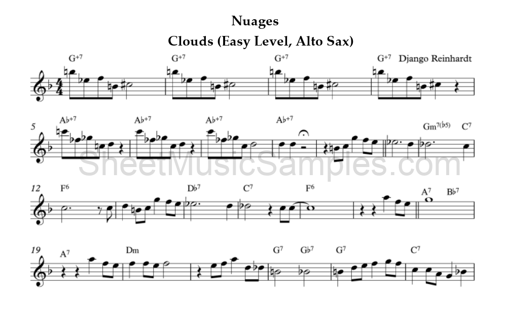 Nuages - Clouds (Easy Level, Alto Sax)