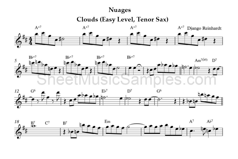 Nuages - Clouds (Easy Level, Tenor Sax)