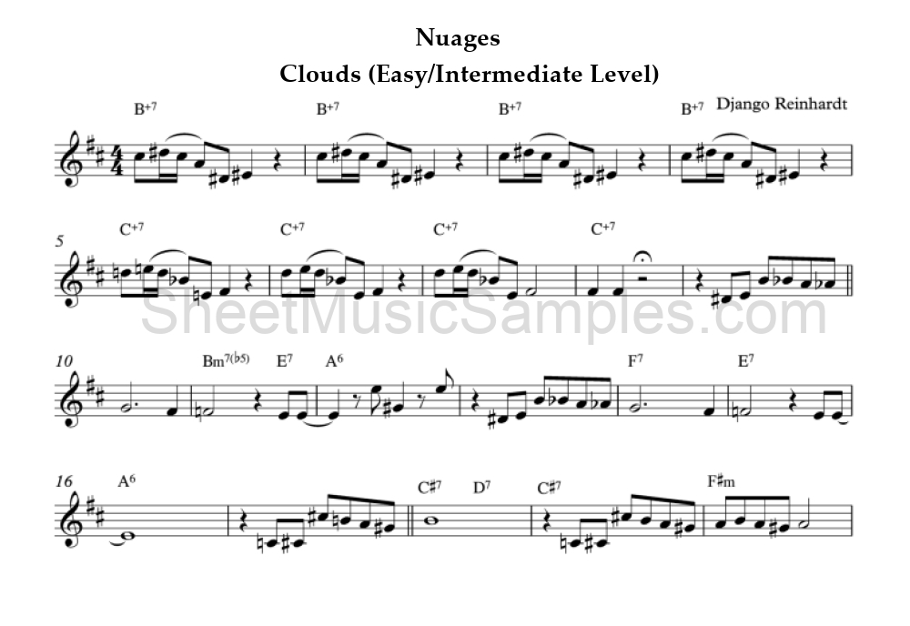 Nuages - Clouds (Easy/Intermediate Level)