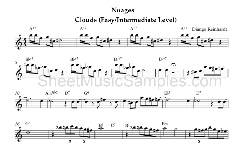 Nuages - Clouds (Easy/Intermediate Level)