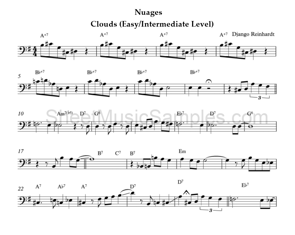 Nuages - Clouds (Easy/Intermediate Level)