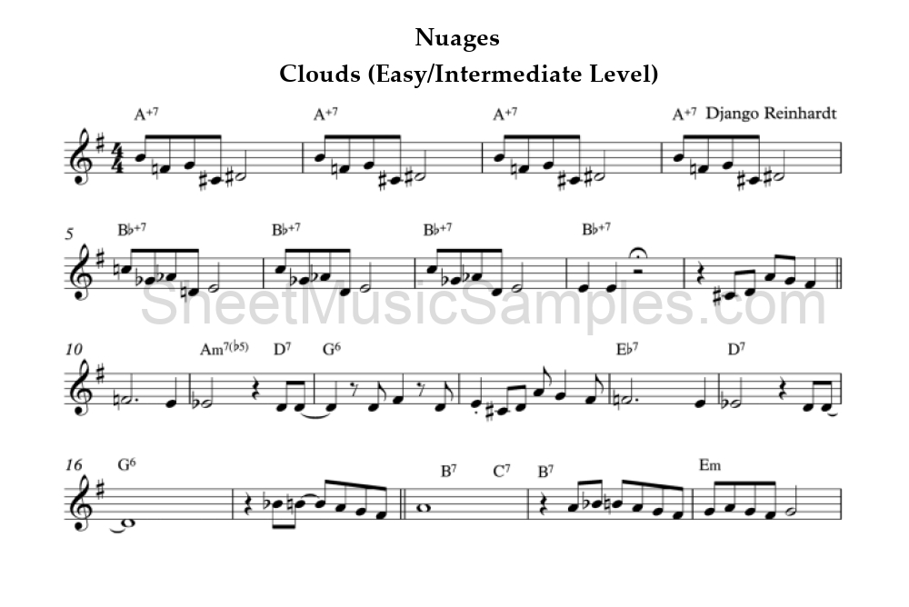 Nuages - Clouds (Easy/Intermediate Level)