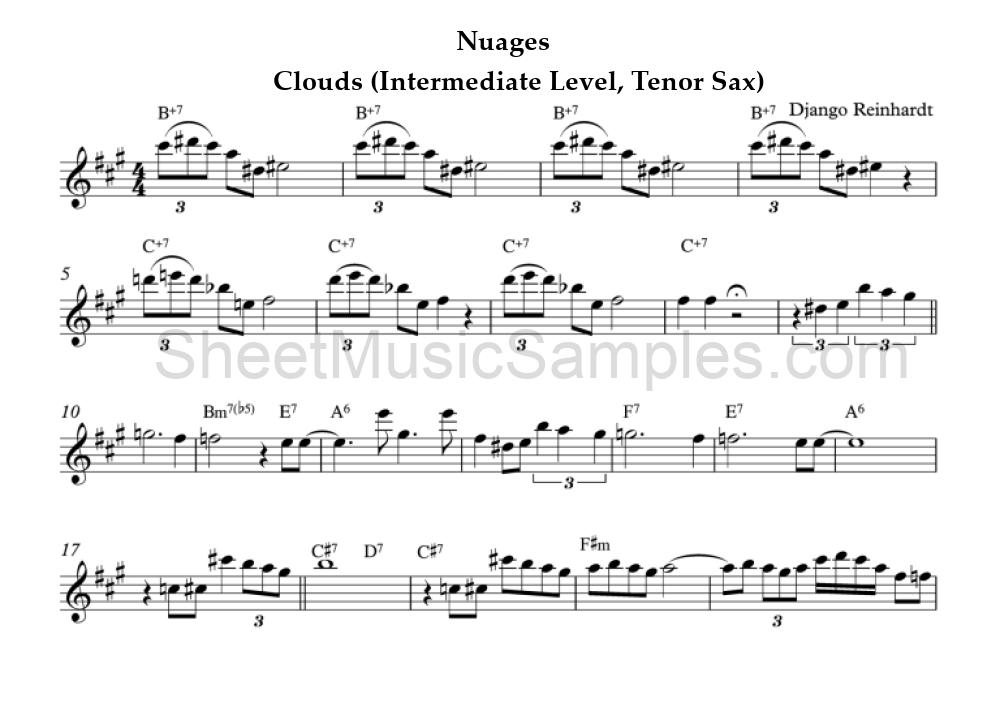 Nuages - Clouds (Intermediate Level, Tenor Sax)