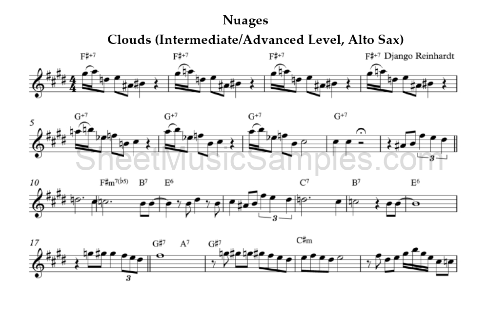 Nuages - Clouds (Intermediate/Advanced Level, Alto Sax)