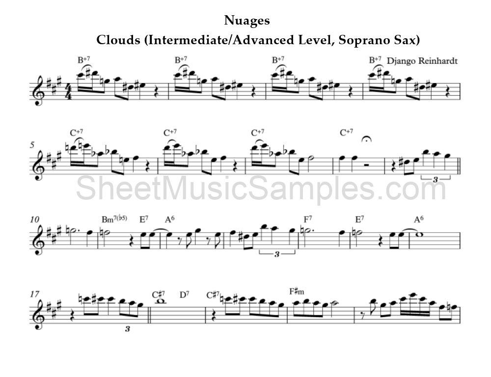 Nuages - Clouds (Intermediate/Advanced Level, Soprano Sax)