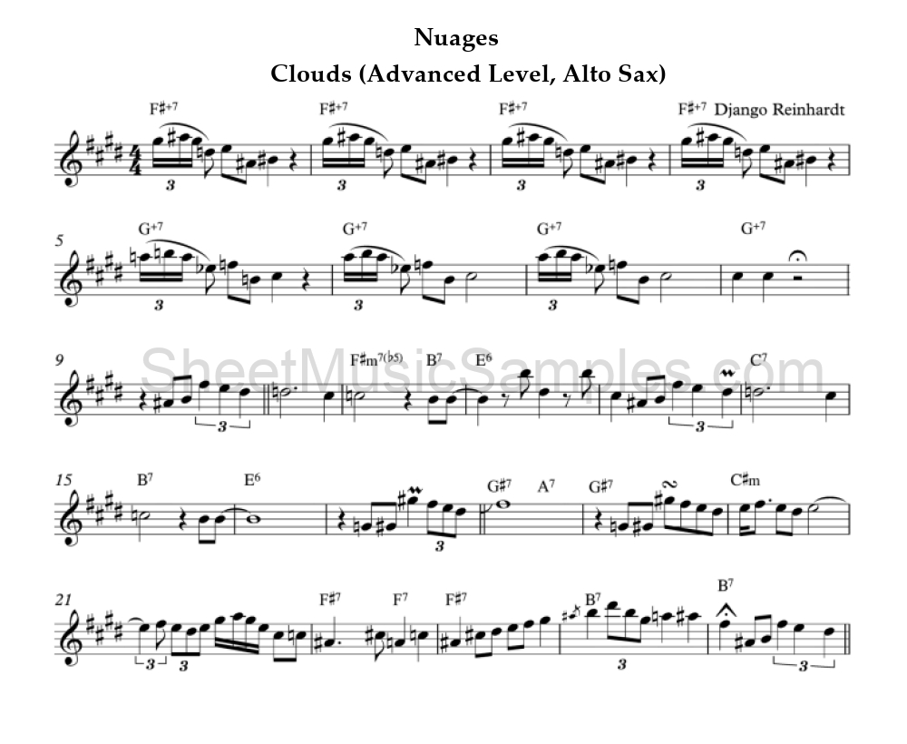 Nuages - Clouds (Advanced Level, Alto Sax)