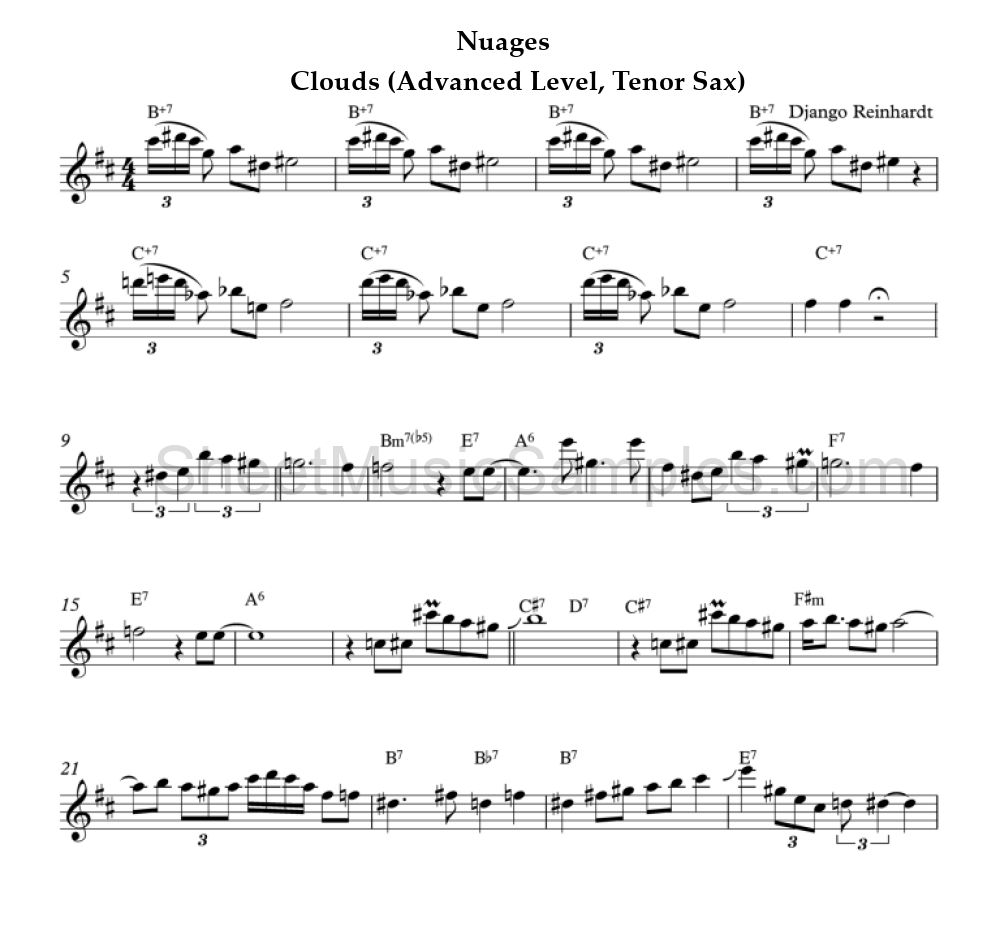 Nuages - Clouds (Advanced Level, Tenor Sax)