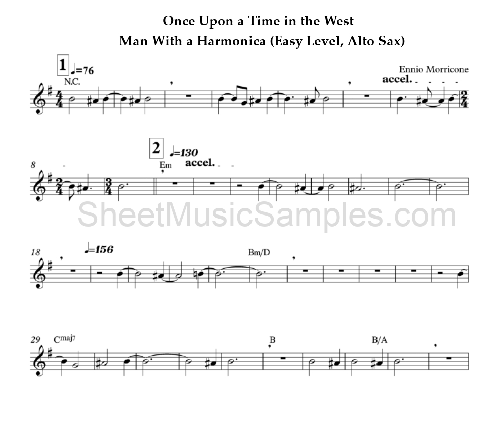 Once Upon a Time in the West - Man With a Harmonica (Easy Level, Alto Sax)