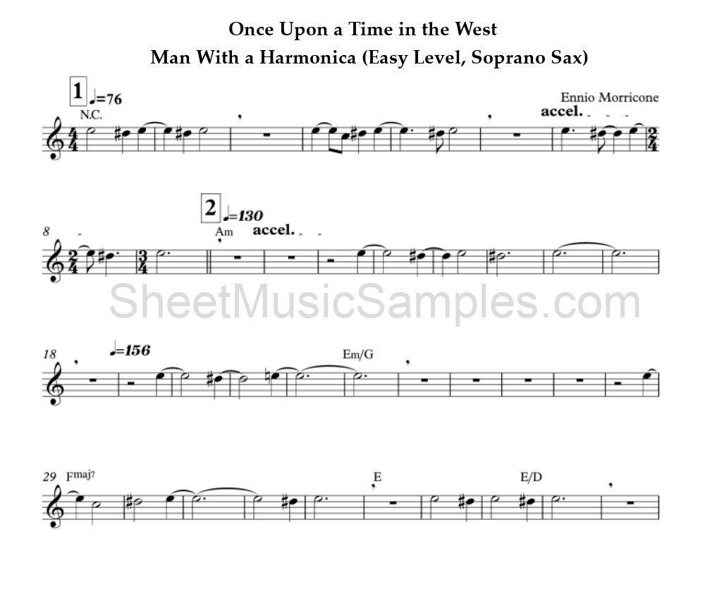 Once Upon a Time in the West - Man With a Harmonica (Easy Level, Soprano Sax)