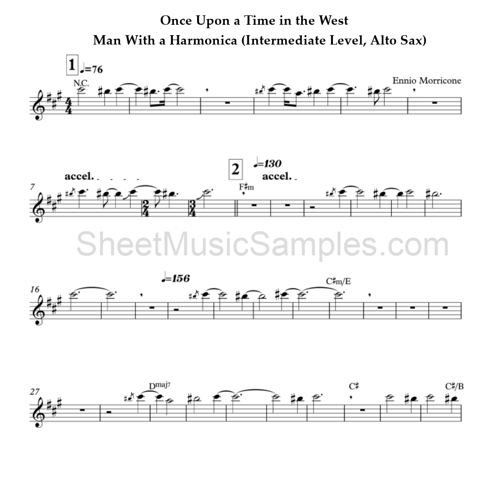 Once Upon a Time in the West - Man With a Harmonica (Intermediate Level, Alto Sax)