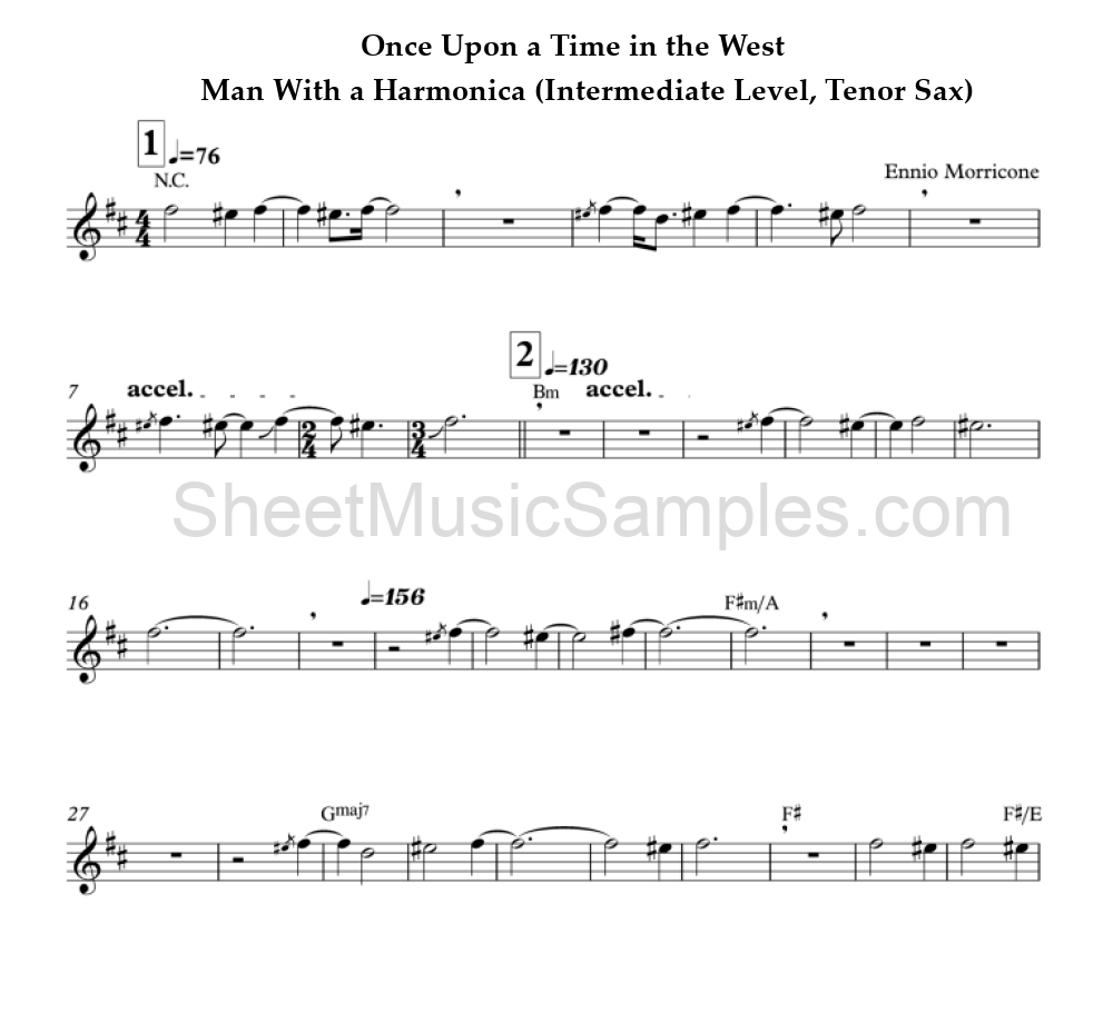 Once Upon a Time in the West - Man With a Harmonica (Intermediate Level, Tenor Sax)