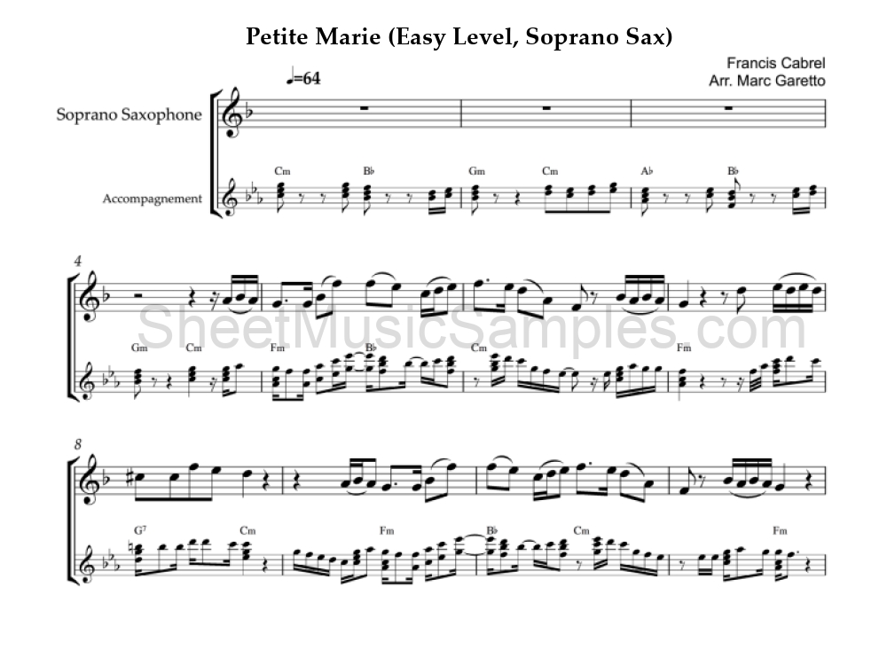 Petite Marie (Easy Level, Soprano Sax)