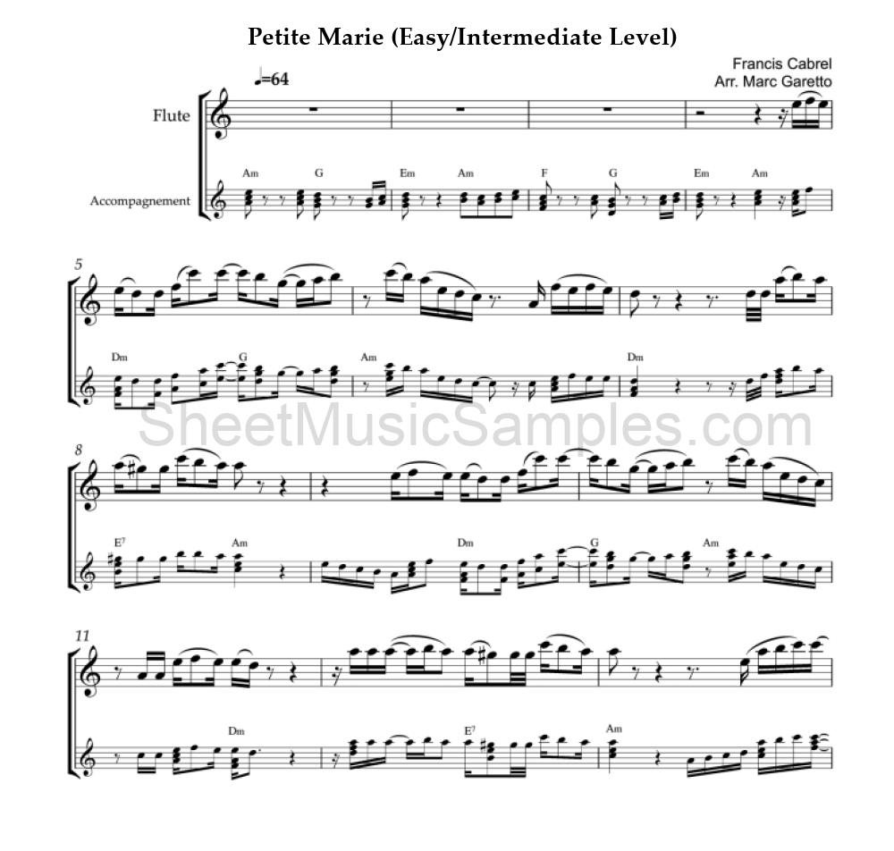 Petite Marie (Easy/Intermediate Level)