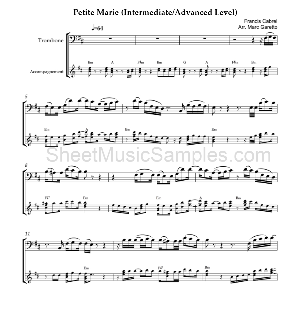 Petite Marie (Intermediate/Advanced Level)