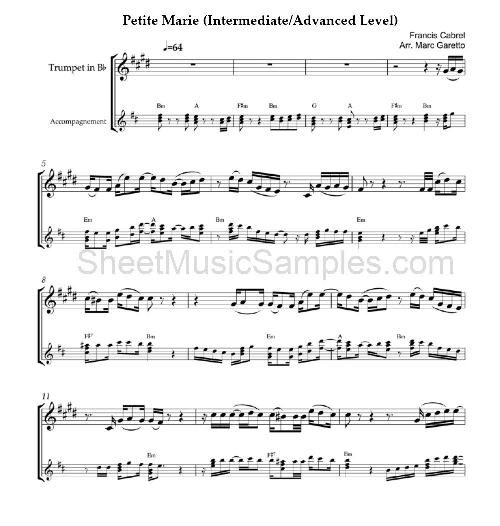 Petite Marie (Intermediate/Advanced Level)