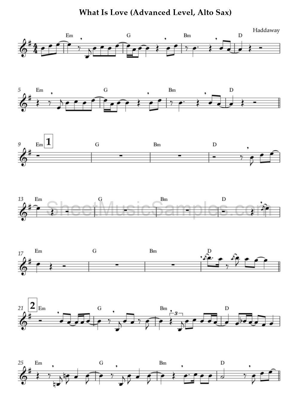 What Is Love (Advanced Level, Alto Sax)