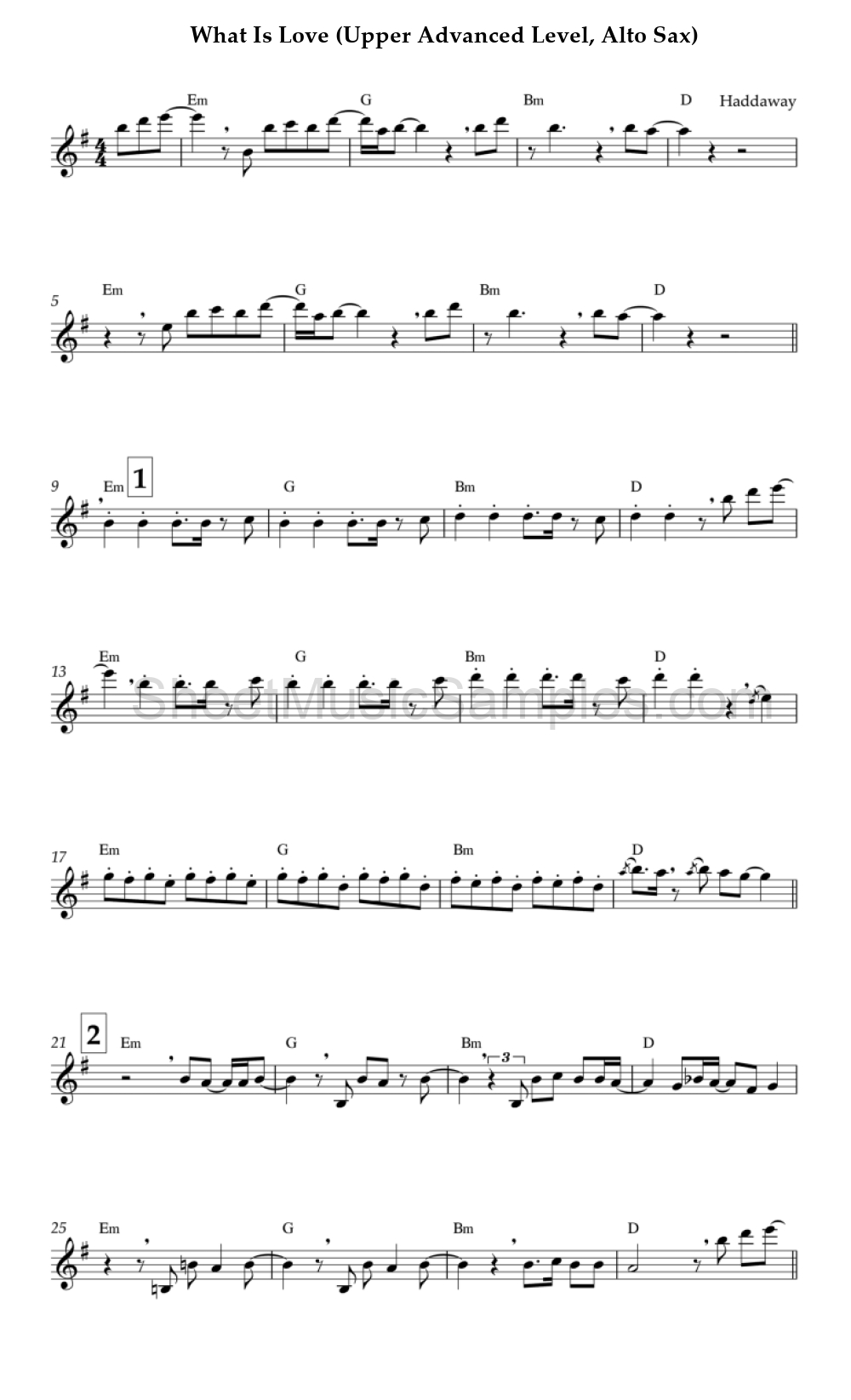 What Is Love (Upper Advanced Level, Alto Sax)