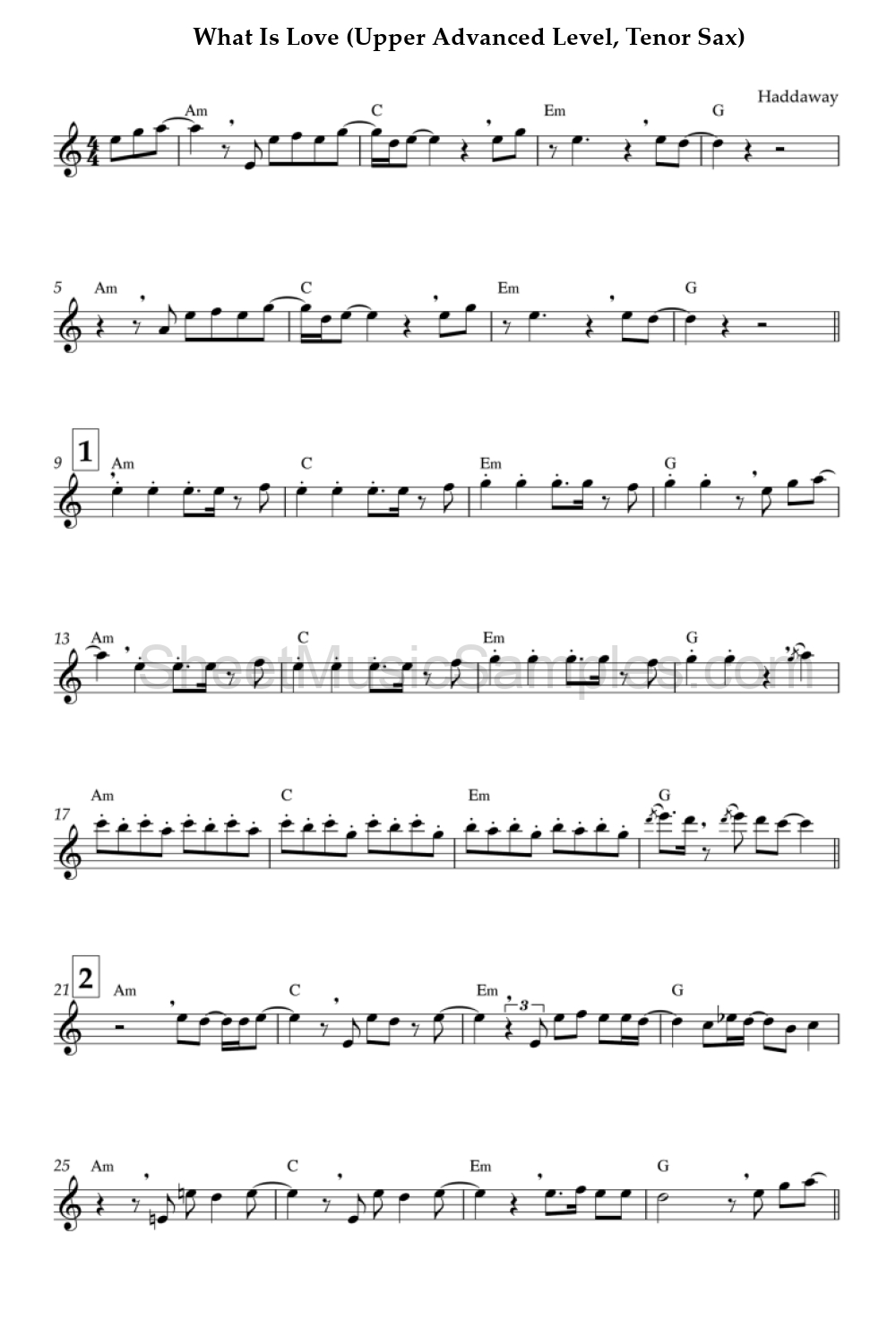 What Is Love (Upper Advanced Level, Tenor Sax)