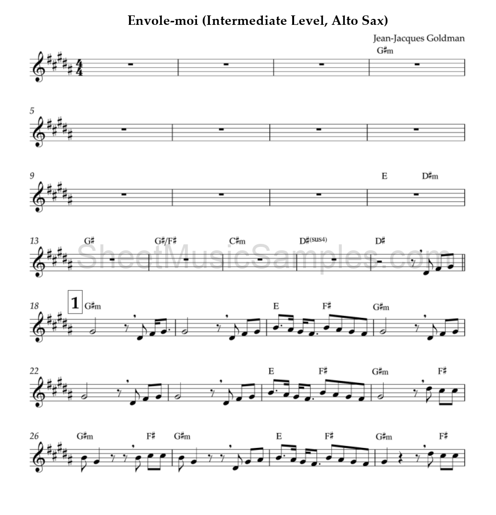 Envole-moi (Intermediate Level, Alto Sax)