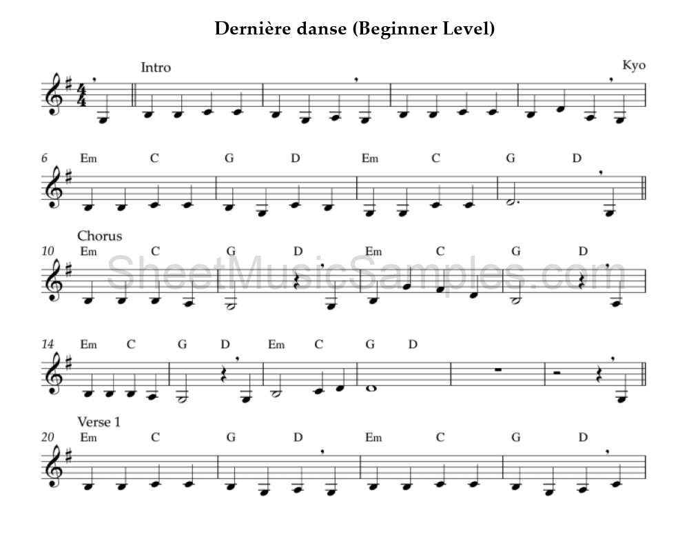 Dernière danse (Beginner Level)