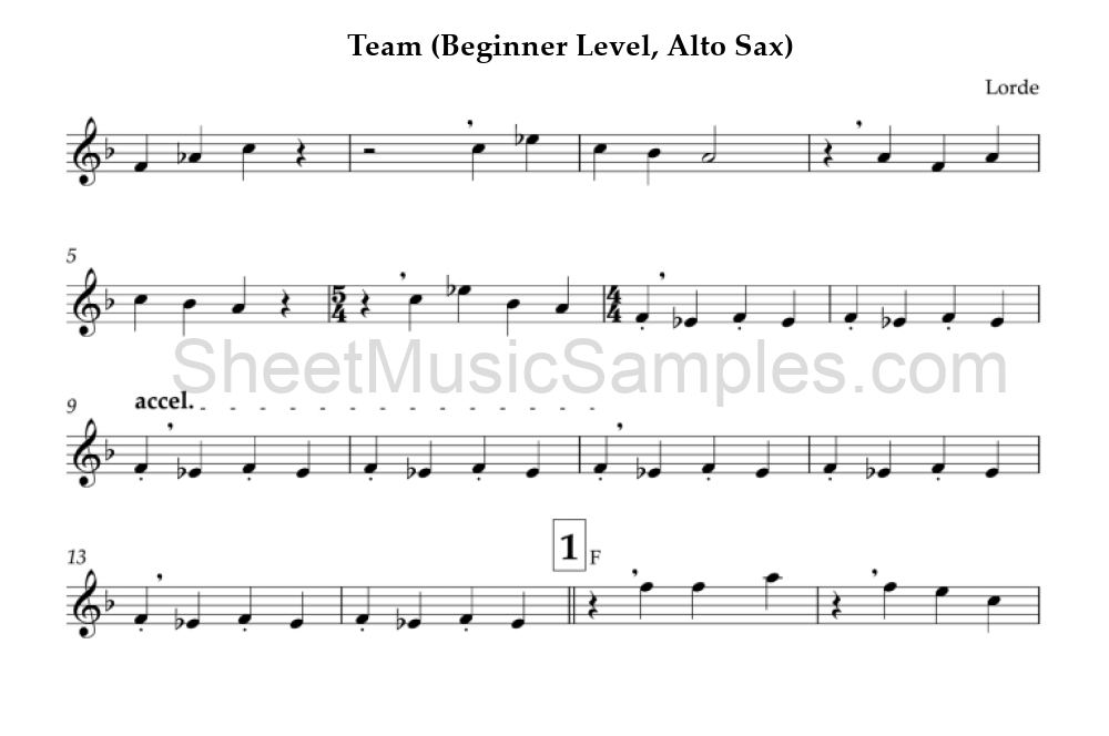 Team (Beginner Level, Alto Sax)