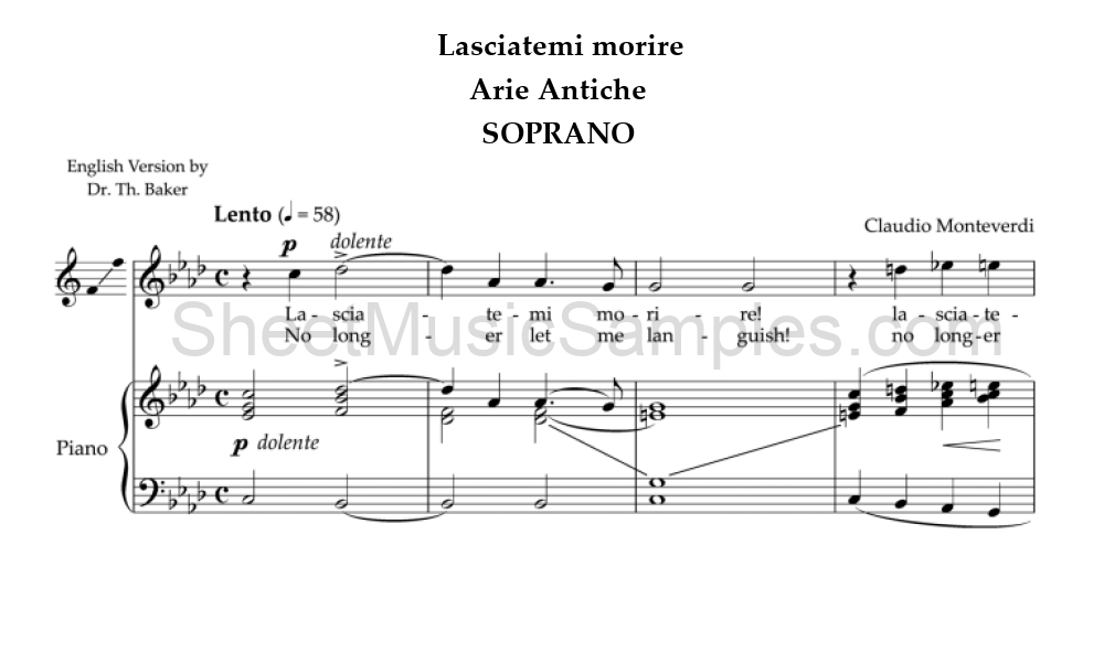 Lasciatemi morire - Arie Antiche - SOPRANO