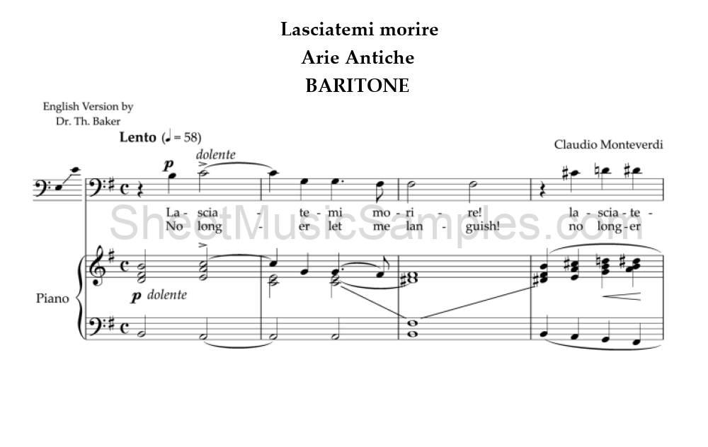 Lasciatemi morire - Arie Antiche - BARITONE