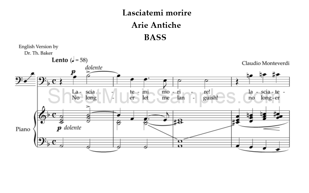 Lasciatemi morire - Arie Antiche - BASS