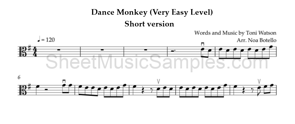 Dance Monkey (Very Easy Level) - Short version