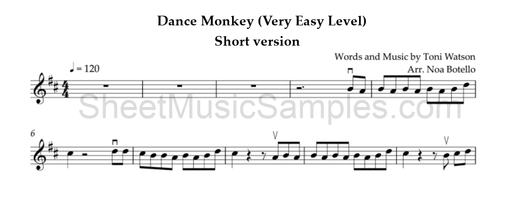 Dance Monkey (Very Easy Level) - Short version