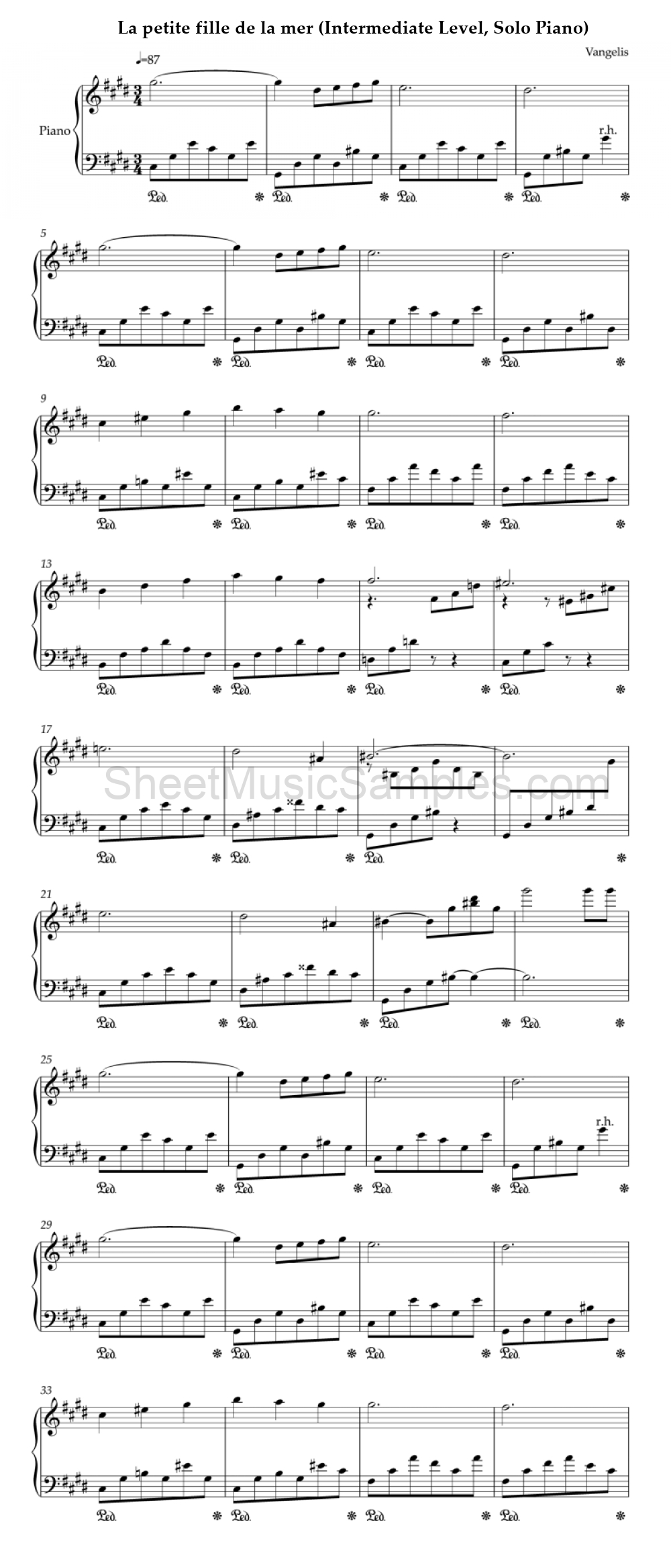 La petite fille de la mer (Intermediate Level, Solo Piano)