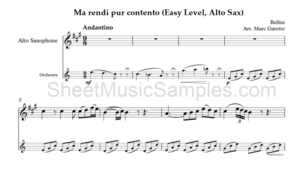 Ma rendi pur contento (Easy Level, Alto Sax)