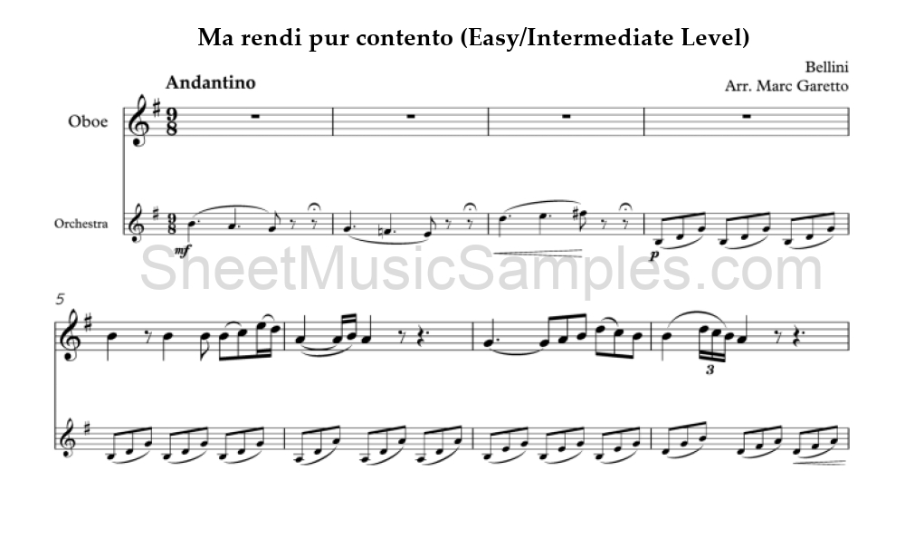 Ma rendi pur contento (Easy/Intermediate Level)