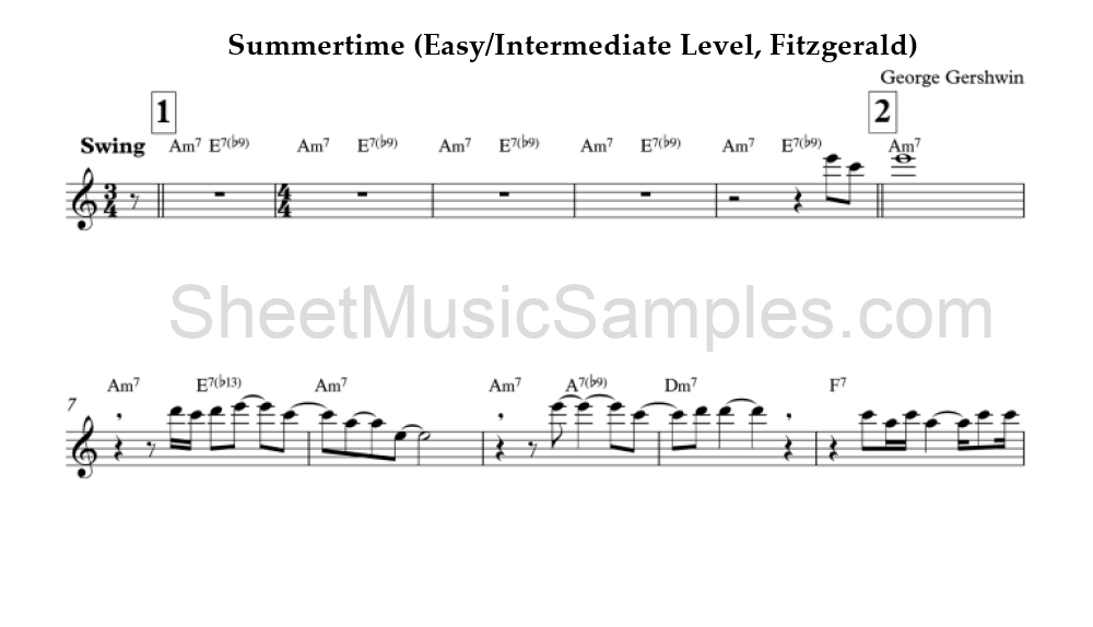 Summertime (Easy/Intermediate Level, Fitzgerald)