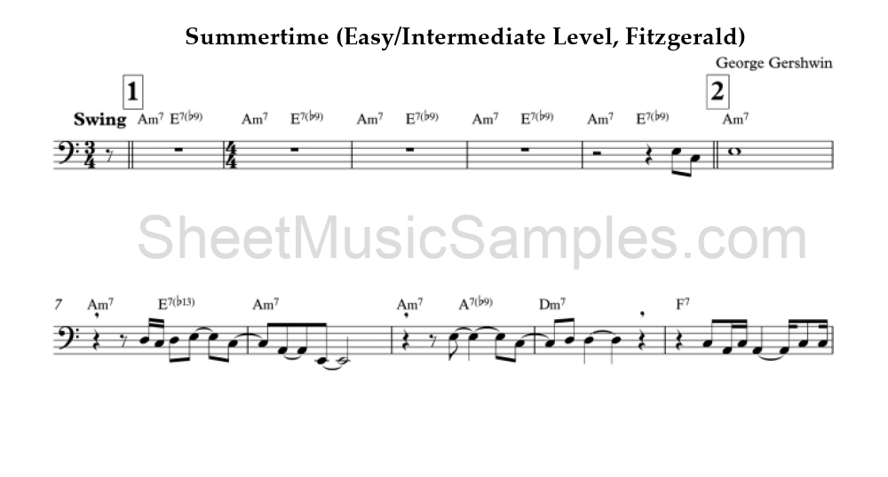 Summertime (Easy/Intermediate Level, Fitzgerald)