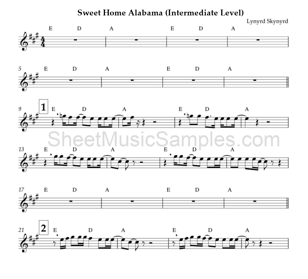 Sweet Home Alabama (Intermediate Level)