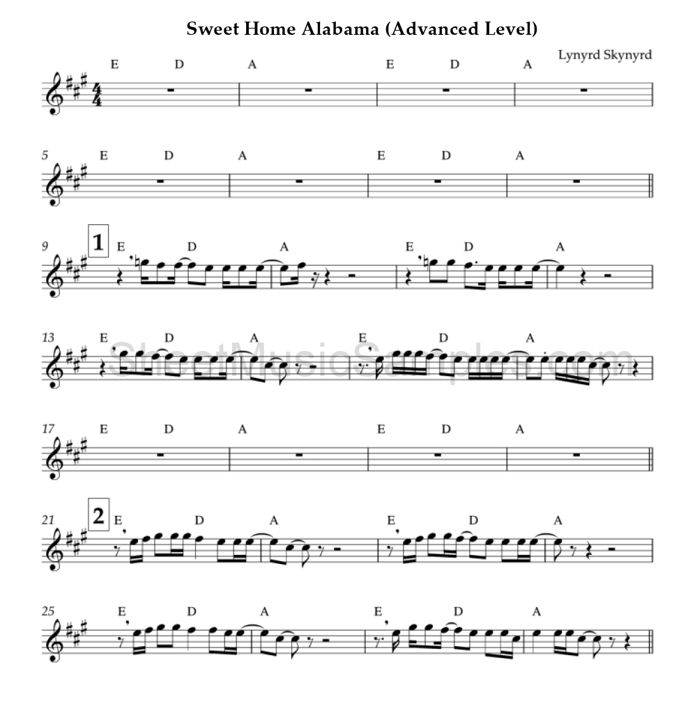 Sweet Home Alabama (Advanced Level)