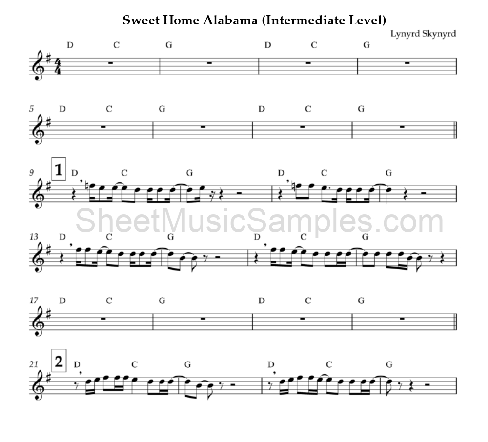 Sweet Home Alabama (Intermediate Level)