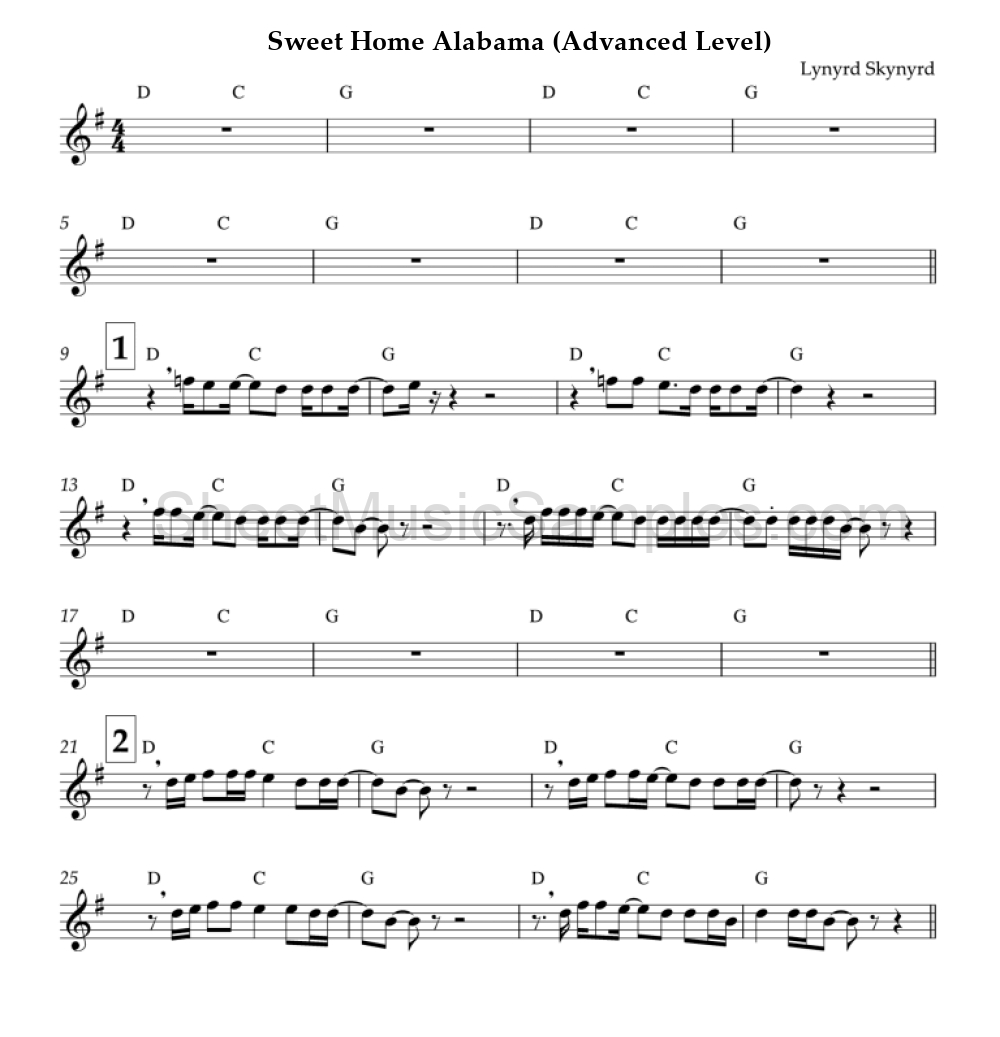 Sweet Home Alabama (Advanced Level)