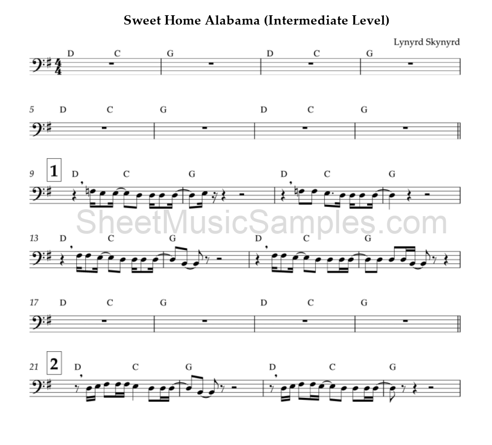 Sweet Home Alabama (Intermediate Level)