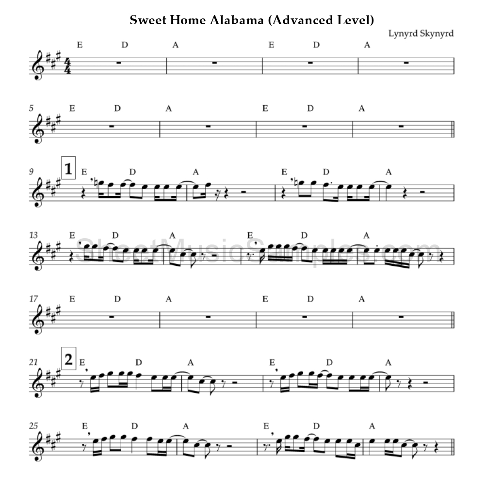 Sweet Home Alabama (Advanced Level)