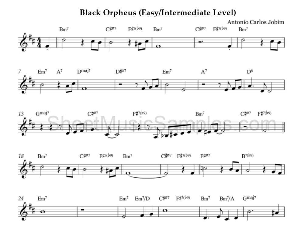 Black Orpheus (Easy/Intermediate Level)